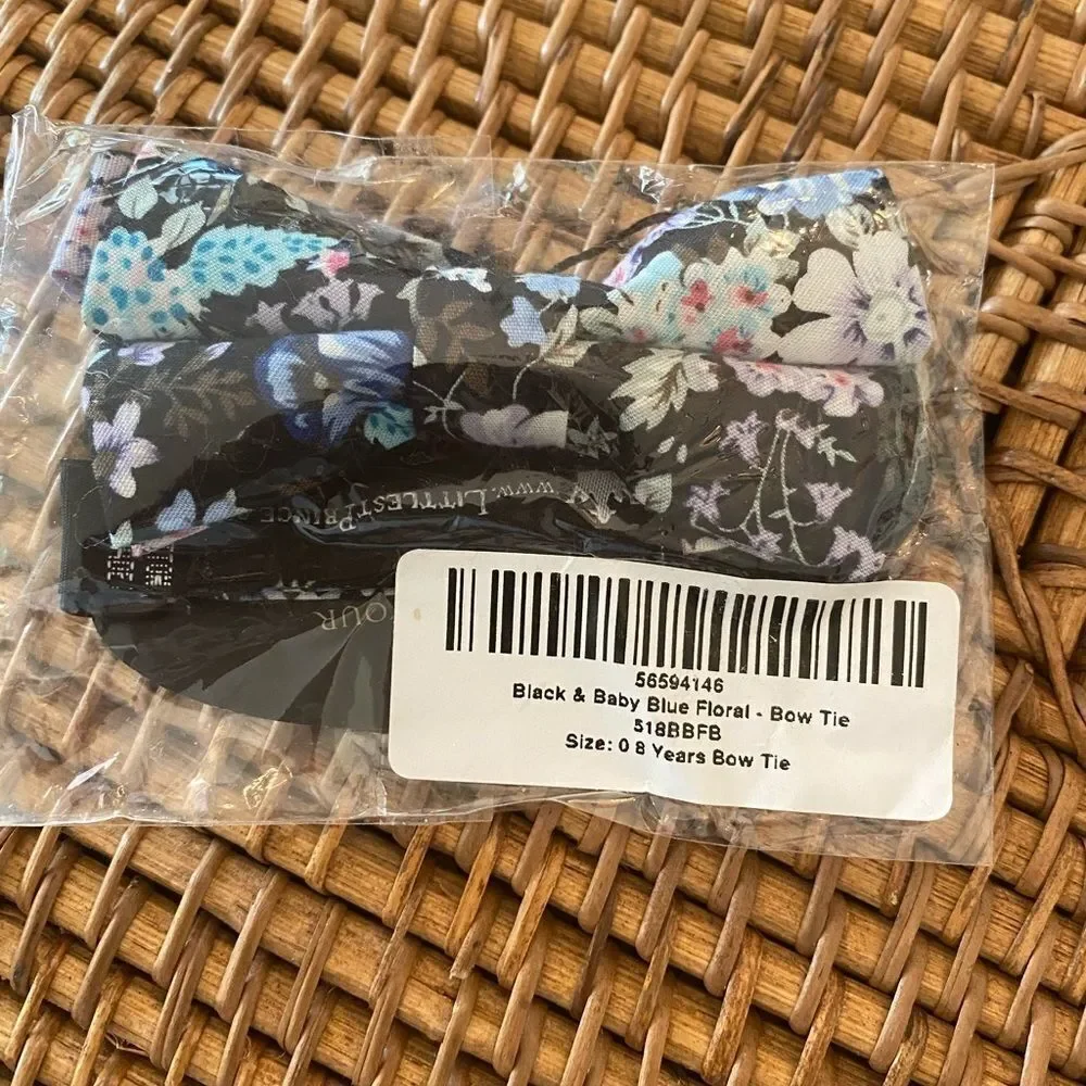 *Little Prince* Black Floral Cotton Bow Tie NWT